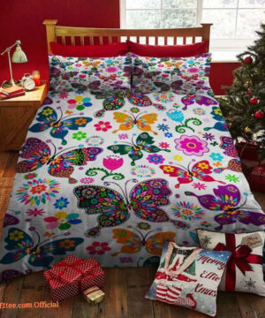 Colorful Butterfly Bed Sheets Bedding Set. Lightweight And Smooth Comfort - King - Ettee