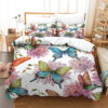 Colorful Butterfly Floral Leaf Quilt Cover Print Soft Bedding Set - King - Ettee