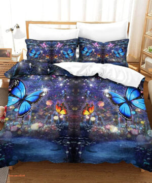 Colorful Butterfly Soft Neon Microfiber Material Butterfly Bedding Set - King - Ettee