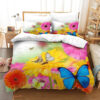 Colorful Floral Butterfly Bedding Set. Smooth And Durable - King - Ettee