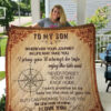 Compass To My Son From Mom I Love You Quilt Blanket Great Customized Gifts For Birthday Christmas Thanksgiving Perfect Gifts For Compass Lover - Twin - Ettee