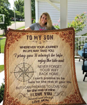 Compass To My Son From Mom I Love You Quilt Blanket Great Customized Gifts For Birthday Christmas Thanksgiving Perfect Gifts For Compass Lover - Twin - Ettee