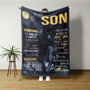 Parent And Son Wolf Blanket To My Son Quilt Blanket. Foldable And Compact - Super King - Ettee