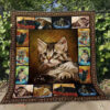 Cute Cat Sleeping Eating Pet Lover Vintage Quilt Blanket. Foldable And Compact - Super King - Ettee