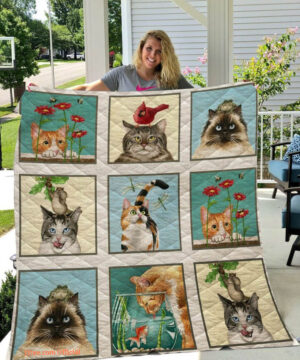 Cute Cats Moment Quilt Blanket Great Customized Blanket Gifts For Birthday Christmas Thanksgiving - Twin - Ettee