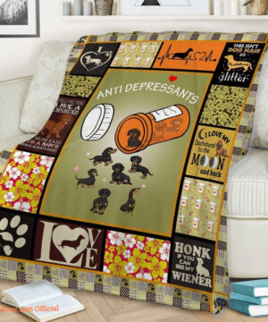 Dachshund Quilt Blanket Anti Depressants This Is's Dog. Foldable And Compact - Super King - Ettee