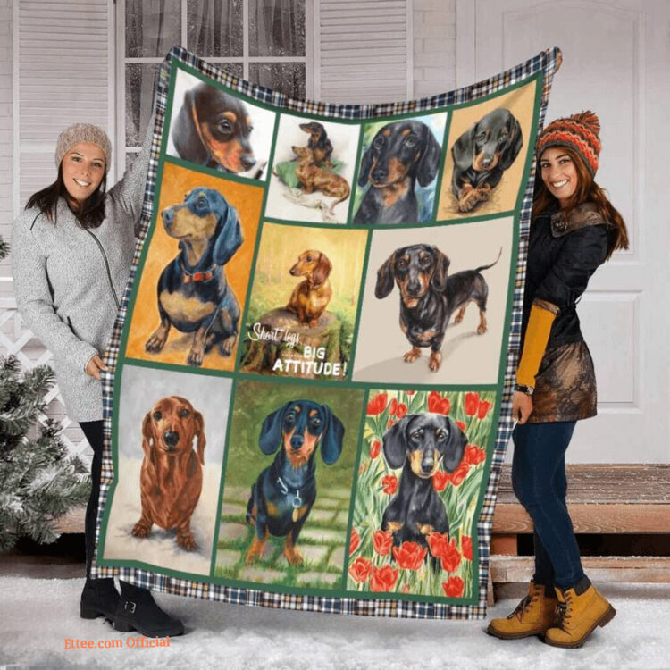 3D Dachshund Sherpa Quilt Blanket. Light And Durable. Soft To Touch - Super King - Ettee