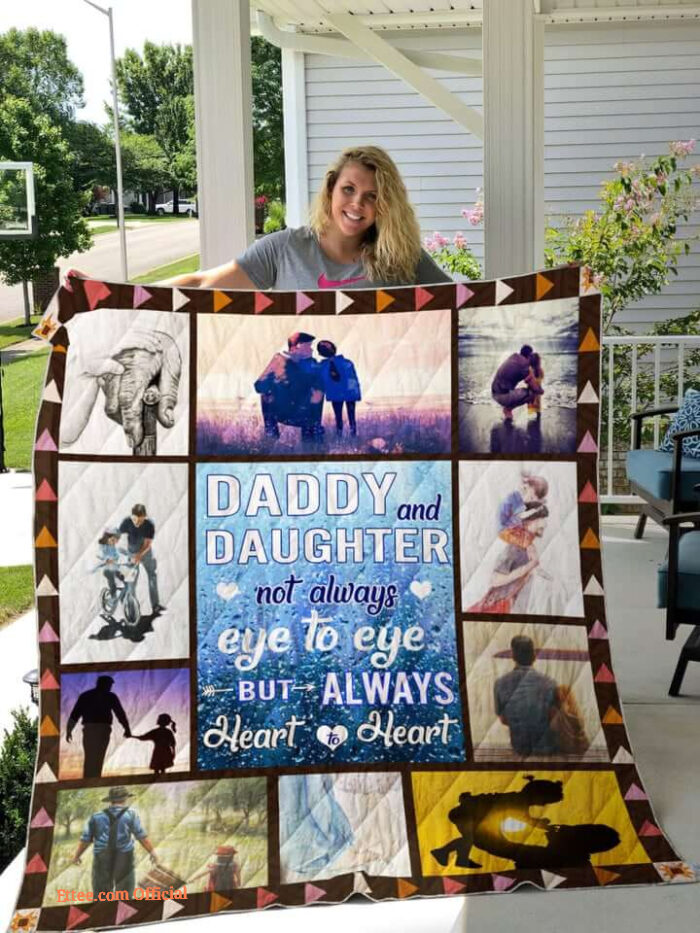 Dad And Daughter Not Always Eye To Eye But Always Heart To Heart Quilt Blanket Great Customized Blanket Gifts For Birthday Christmas Thanksgiving - Super King - Ettee