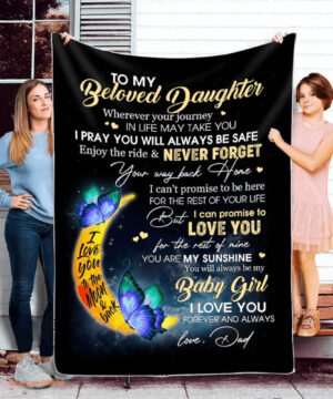 To My Daughter Quilt Blanket From Dad Daughter Father. Foldable And Compact - Super King - Ettee