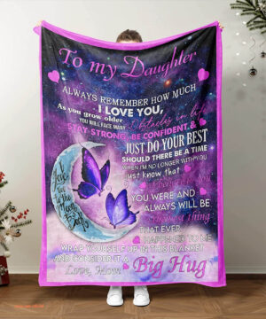 To My Daughter Gift From Mom Quilt Blanket Purple Butterfly - Super King - Ettee