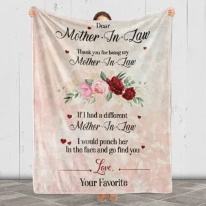 Dear Mother In Law I Love You Gift For Mother In Law From Daughter In Law.Fleece Quilt Blanket For Her - Super King - Ettee