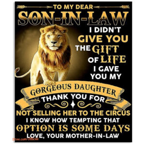 Dear Son In Law From Mother In Law Lion Quilt Blanket - Super King - Ettee