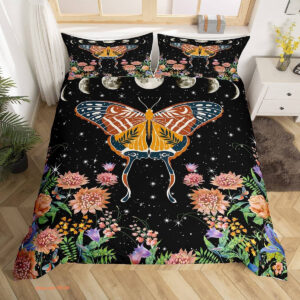 Death Moth Bedding Set Moon Phase Moth - King - Ettee