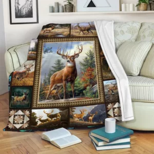 Deer Quilt Blanket Gift For Birthday.Special Blanket For Christmas.Blanket For Animal Lover - Super King - Ettee