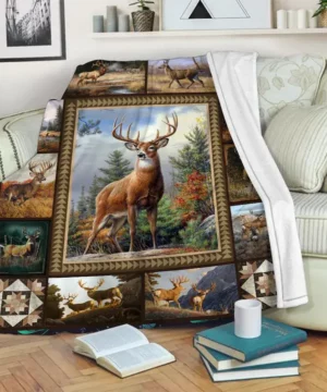 Deer Quilt Blanket Gift For Birthday.Special Blanket For Christmas.Blanket For Animal Lover - Super King - Ettee