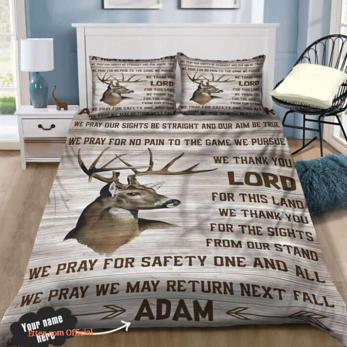 Deer Hunting A Hunter Prayer We Pray For No Pain Cotton Bed Sheets Spread Comforter Bedding Sets - King - Ettee