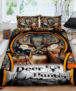 Deer Hunting Deer Hunter Cotton Bed Sheets Spread Comforter Duvet Cover Bedding Sets Perfect Gifts For Hunting Lover - King - Ettee