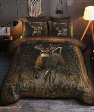 Deer Hunting Deer Running Cotton Bed Sheets Spread Comforter  Bedding Sets Perfect - King - Ettee