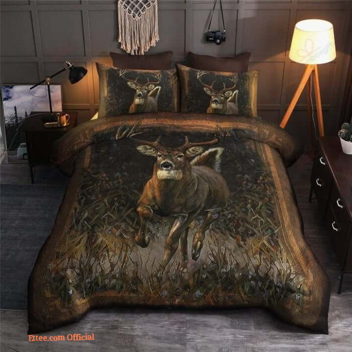 Deer Hunting Deer Running Cotton Bed Sheets Spread Comforter  Bedding Sets Perfect - King - Ettee