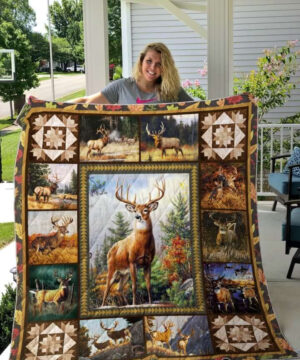 Deer Hunting In Forest Quilt Blanket Great Customized Gifts For Birthday Christmas Thanksgiving Perfect Gifts For Hunting Lover - Twin - Ettee