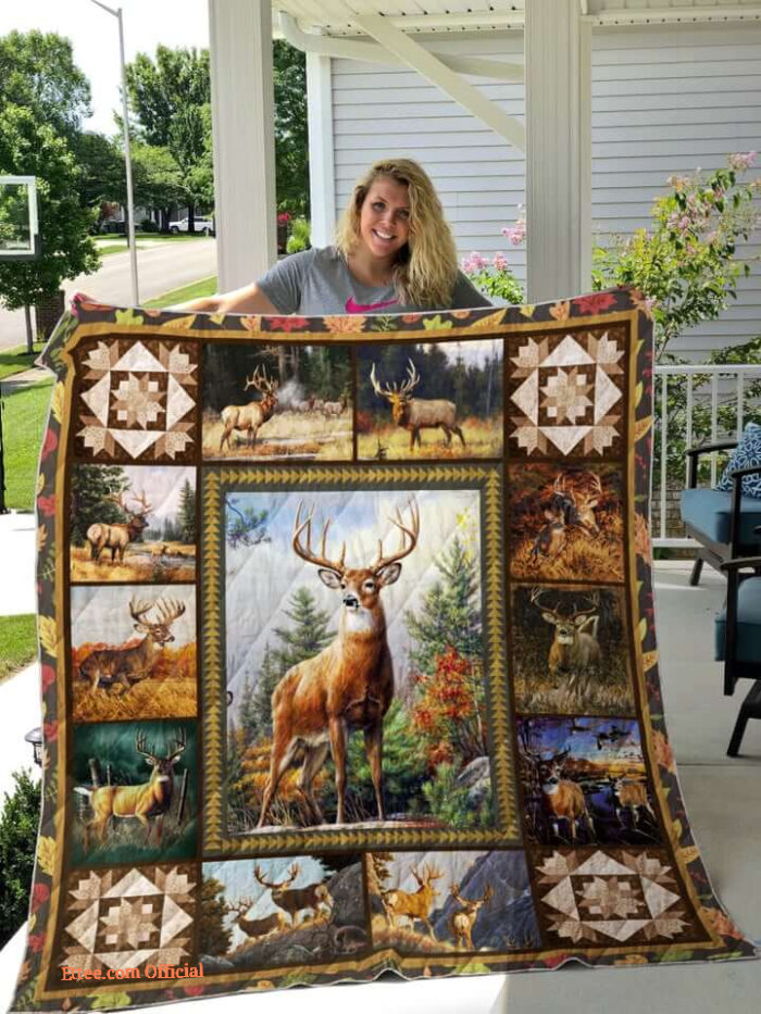 Deer Hunting In Forest Quilt Blanket Great Customized Gifts For Birthday Christmas Thanksgiving Perfect Gifts For Hunting Lover - Twin - Ettee