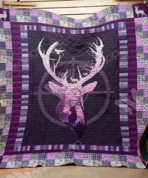 Deer Hunting Purple Gradient Quilt Blanket Great Customized Gifts For Birthday Christmas Thanksgiving Perfect Gifts For Hunting Lover - King - Ettee