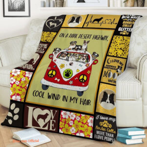 Dog Border Collie Quilt Blanket On A Dark Desert Highway Cool Wind In My Hair - Super King - Ettee