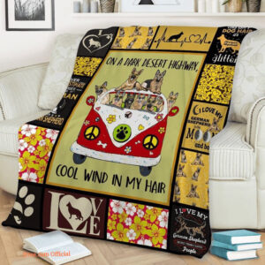 Dog German Shepherd Quilt Blanket On A Dark Desert Highway Cool Wind In My Hair - Super King - Ettee