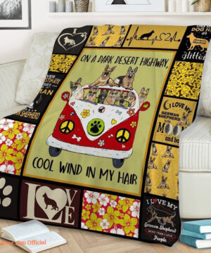 Dog German Shepherd Quilt Blanket On A Dark Desert Highway Cool Wind In My Hair - Super King - Ettee