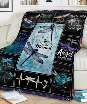 Dragonfly Quilt Blanket Live In The Moment May There Always Be An Angel By Your Side - Super King - Ettee