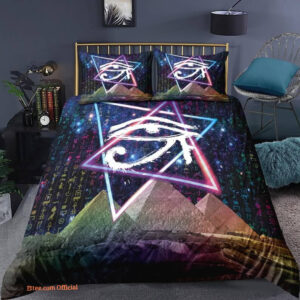 Egyptian Script 3pcs Comforter set Ancient Egypt Pyramids Cozy Bedding set Quilt For Kids Bedroom - King - Ettee