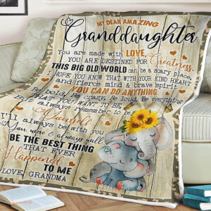 Elephant Quilt Blanket My Dear Amazing Granddaughter. Foldable And Compact - Ettee - amazing