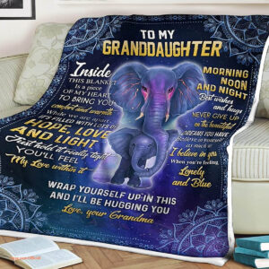 Elephant Quilt Blanket To My Granddaughter. Foldable And Compact - Super King - Ettee