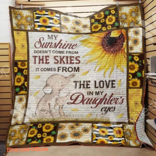 Elephant Family The Love In My Daughter's Eyes Quilt Blanket - Super King - Ettee