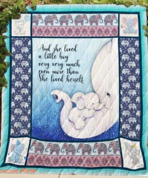 Elephant Mom And Baby And She Loved A Little Boy Quilt Blanket Great - Super King - Ettee