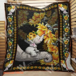 Elephant Mom And Baby Sunflower Quilt Blanket Great Customized Gifts For Birthday Christmas Thanksgiving Perfect Gifts For Elephant Lover - Super King - Ettee