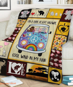 Elephant On Highway Quilt Blanket On A Dark Desert Highway Cool Wind In My Hair - Super King - Ettee