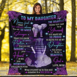 Elephant To My Daughter Never Feel That You Are All Alone Purple Mandala Blanket - Super King - Ettee