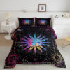 Sun Moon Comforter Boho Hippie Bedding Set. Luxurious Smooth And Durable - King - Ettee