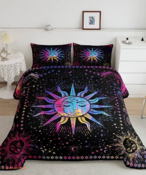 Sun Moon Comforter Boho Hippie Bedding Set. Luxurious Smooth And Durable - King - Ettee