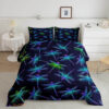 Dragonfly Full Comforter Set Neon Animal Theme Bedding Set - King - Ettee