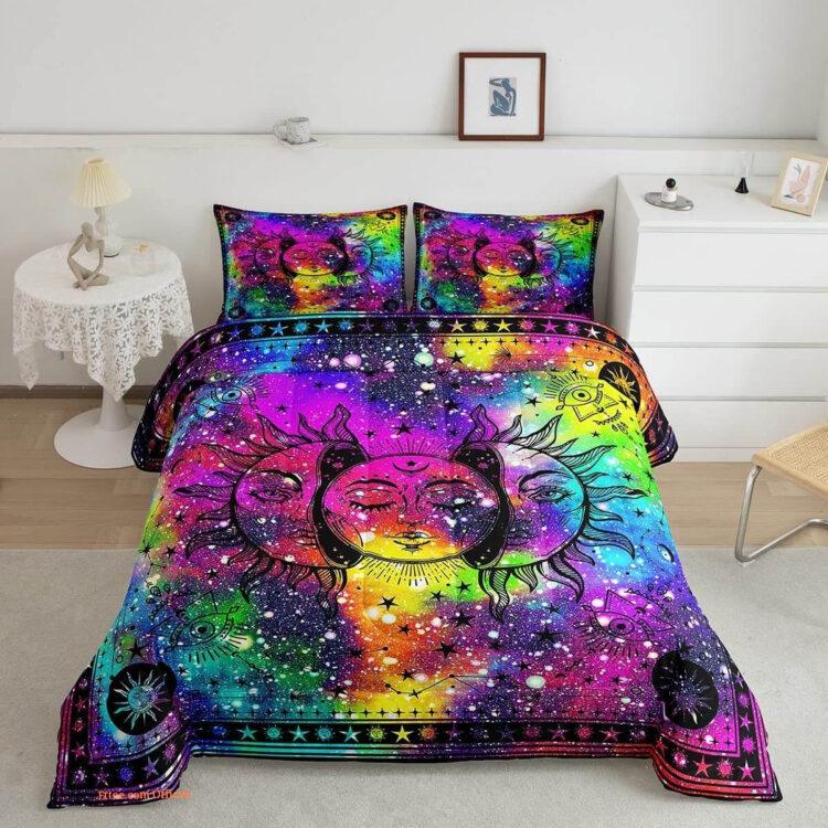 3D- Sun Moon Bedding Set. Luxurious Smooth And Durable. Lightweight And Smooth Comfort - King - Ettee