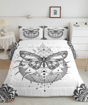 Grey Butterfly Bedding Set. Luxurious Smooth And Durable. Lightweight And Smooth Comfort - King - Ettee