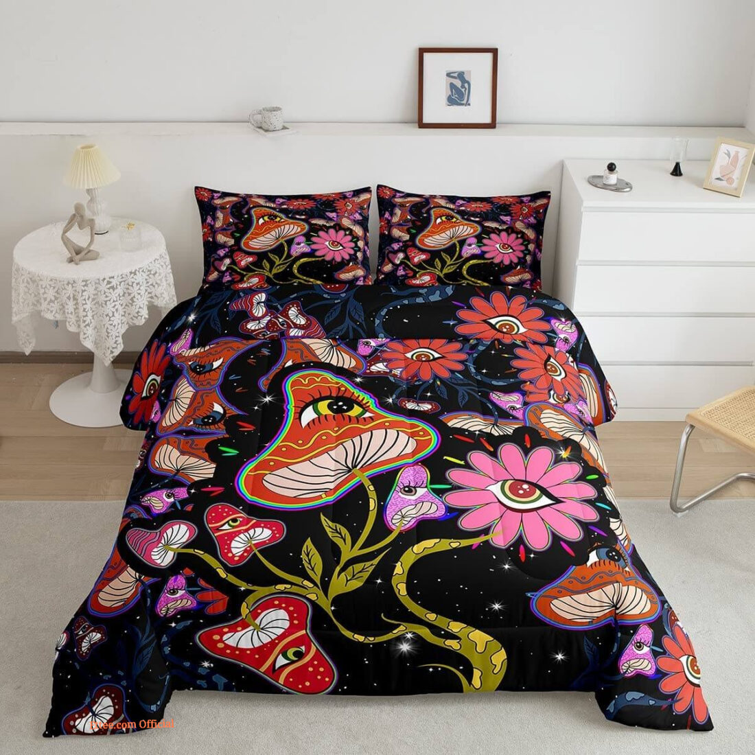 3d - mushroom bedding set. luxurious smooth and durable. lightweight and smooth comfort - king