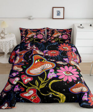 3D - Mushroom Bedding Set. Luxurious Smooth And Durable. Lightweight And Smooth Comfort - King - Ettee