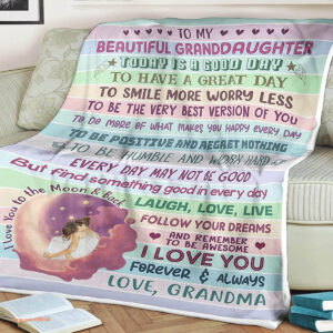 To My Beautiful Granddaughter Quilt Blanket. Light And Durable. Soft To Touch - Super King - Ettee