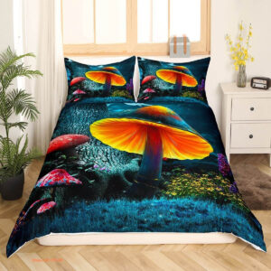 Feelyou Mushroom Botanical Plants Bedding Set. Luxurious Smooth And Durable - King - Ettee
