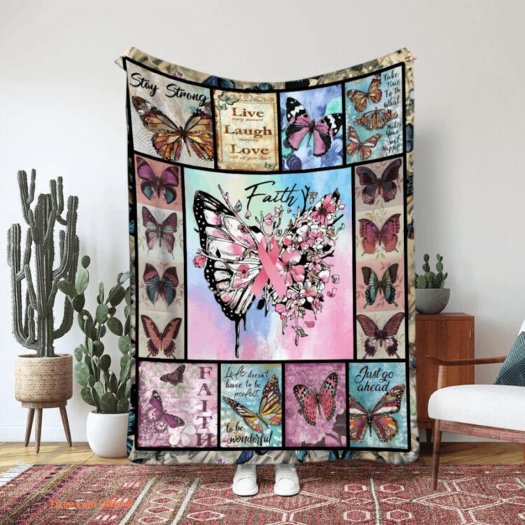 A Girl Breast Cancer Awareness Quilt Blanket. Foldable And Compact - Super King - Ettee