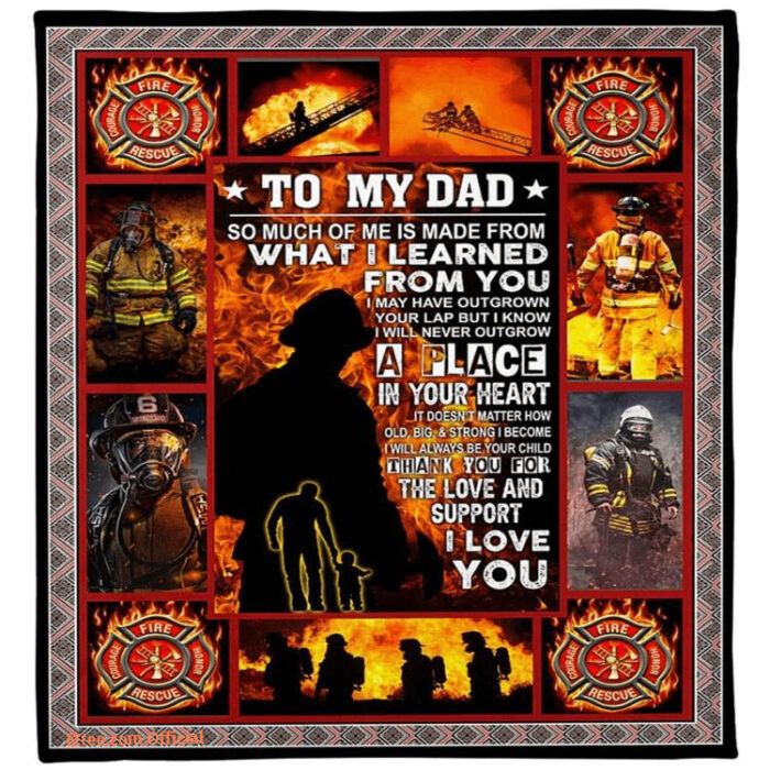 Firefighter To My Dad What I Learned From Youfleece Blanket Gift For Father - Super King - Ettee