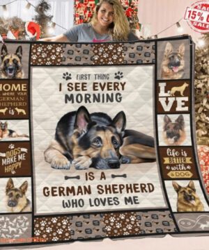 First Morning German Shepherd Dog Fleece Blanket German Shepherd Dog Lovers - Super King - Ettee